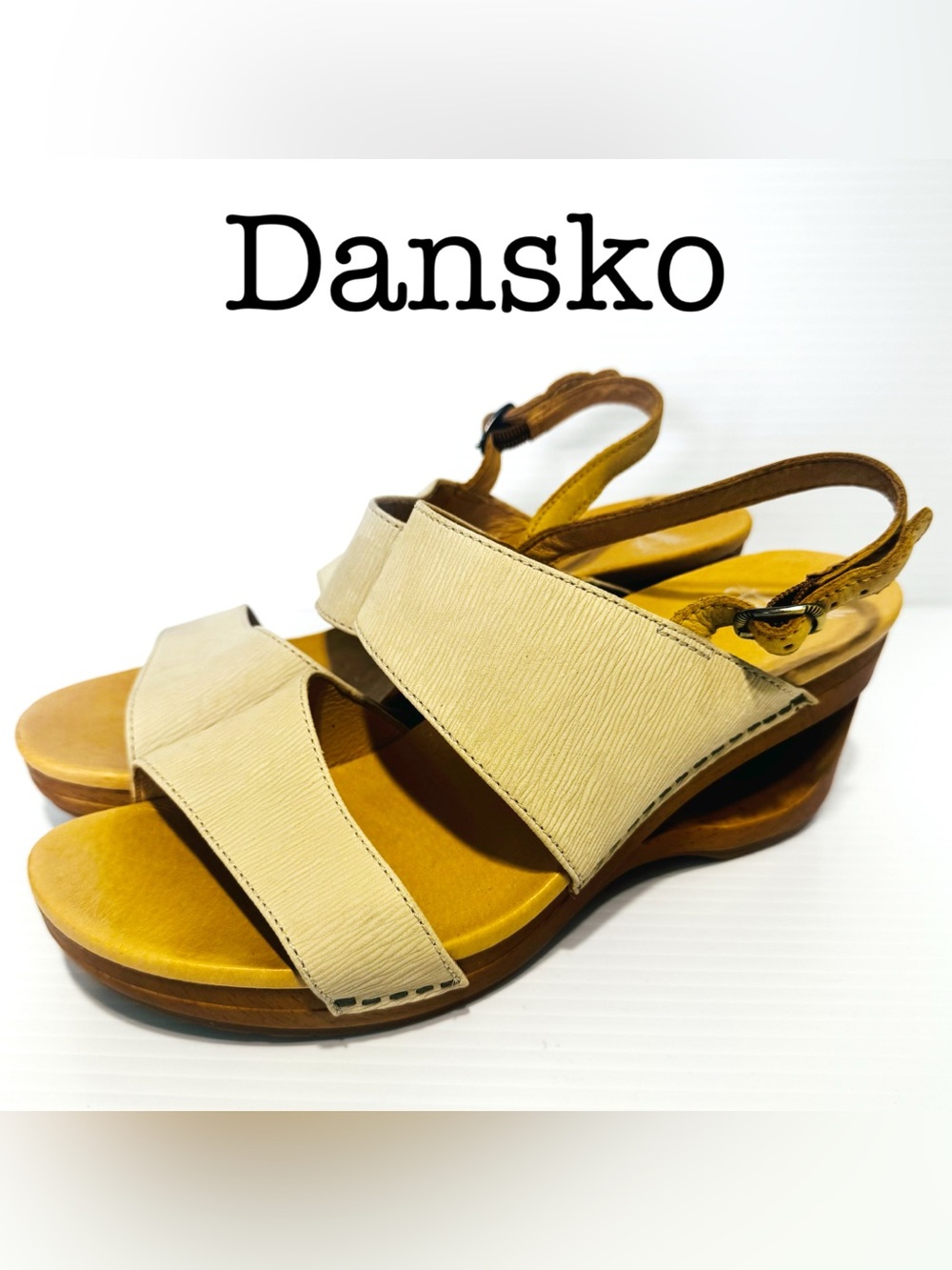 Dansko Women's Cream/Tan Leather Slingback Sandals Size 40